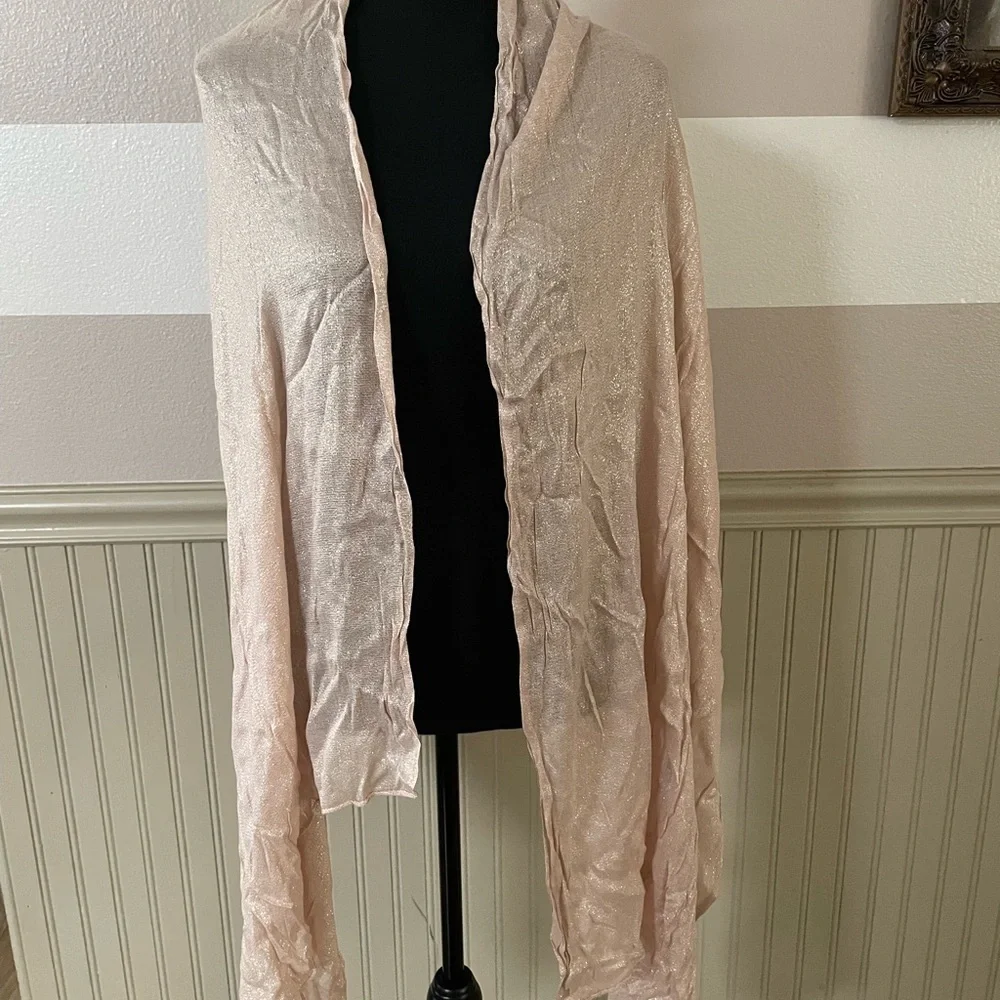 Coral shimmer long scarf • Lightweight & flowy accessory”